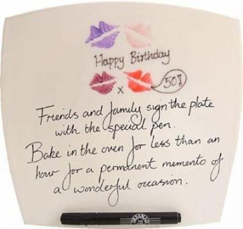 50th Birthday Gift Signature Plate: Square (Lips)