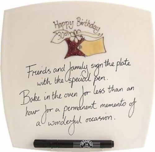 30th Birthday Gift Signature Plate: Square (Box)