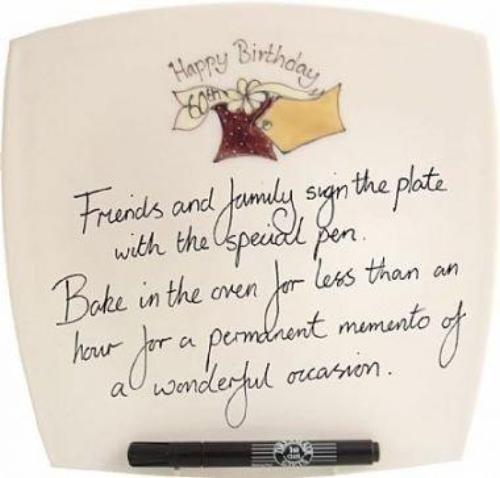 60th Birthday Gift Signature Plate: Square (Box)