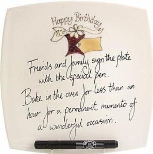 80th Birthday Gift Signature Plate: Square (Box)