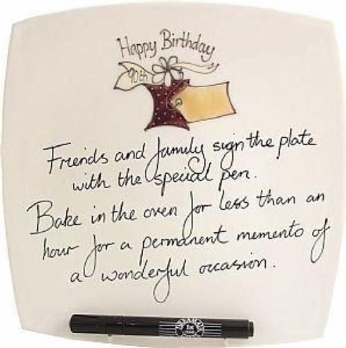 90th Birthday Gift Signature Plate: Square (Box)