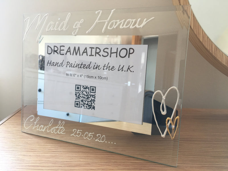 Personalised Maid of Honour Photo: Frame Land (Pearl) with Crystals
