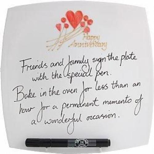 40th Wedding Anniversary Signature Plate: (Flower/Sq)