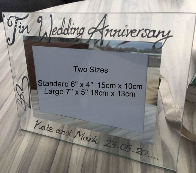 Personalised 10th Wedding Anniversary Photo Frame Landscape