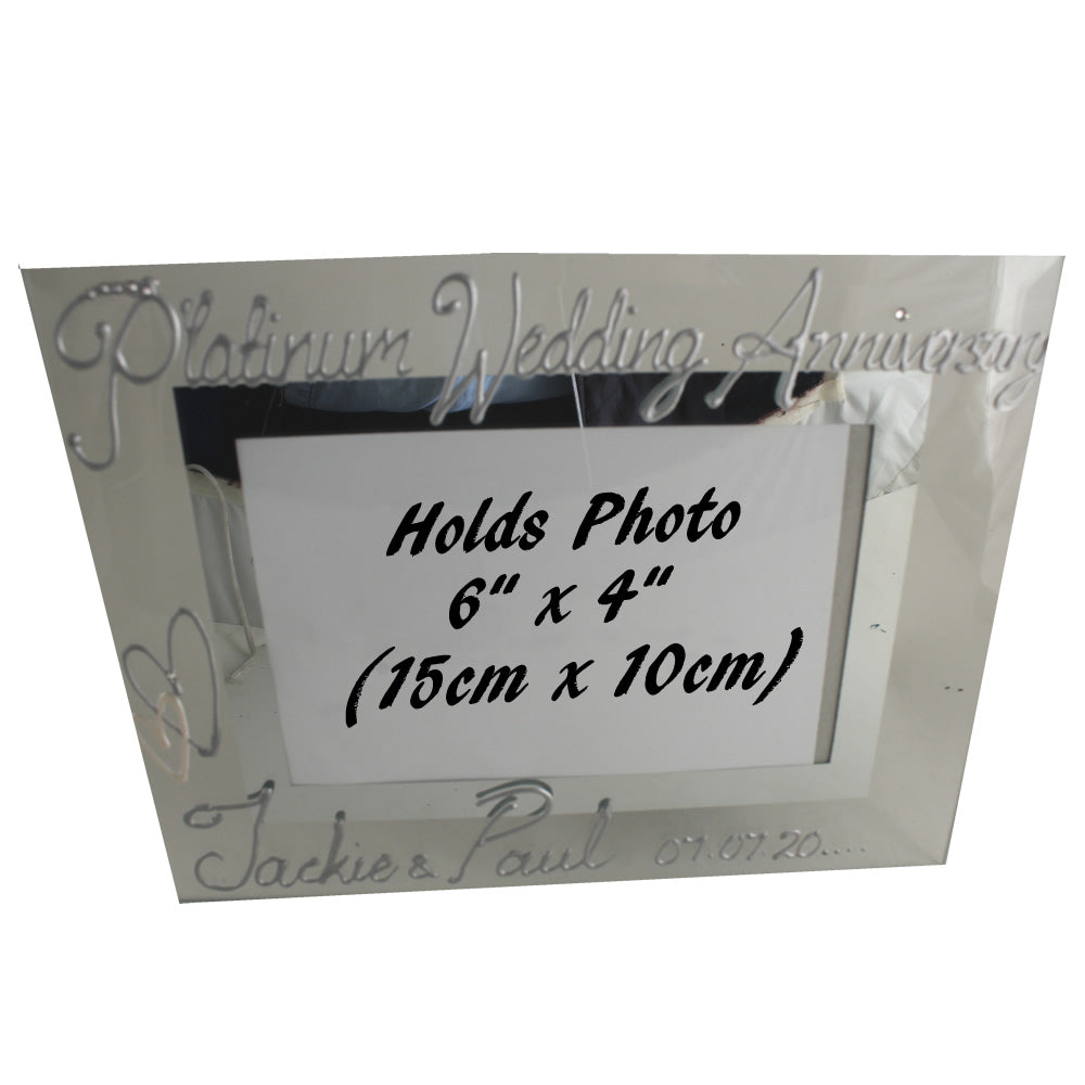 Personalised 70 Years Wedding Anniversary photo/picture frame Land (Crystalled)