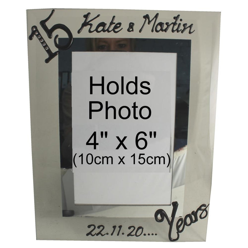 Personalised 15 Years Wedding Anniversary Photo Frame Port (Crystalled)