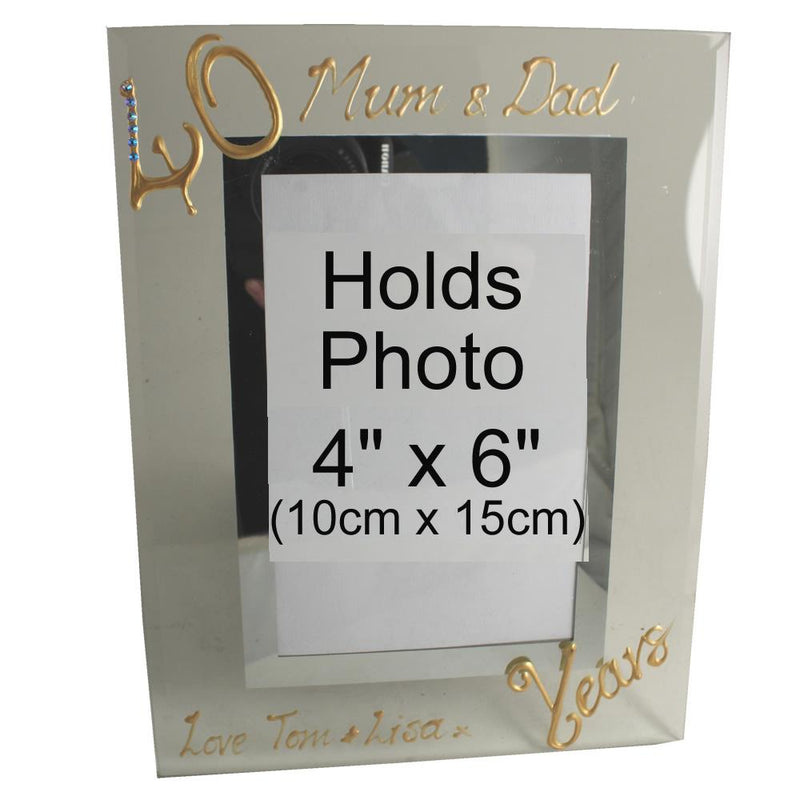 Personalised 40 Years Wedding Anniversary photo/picture frame Port (Crystalled)