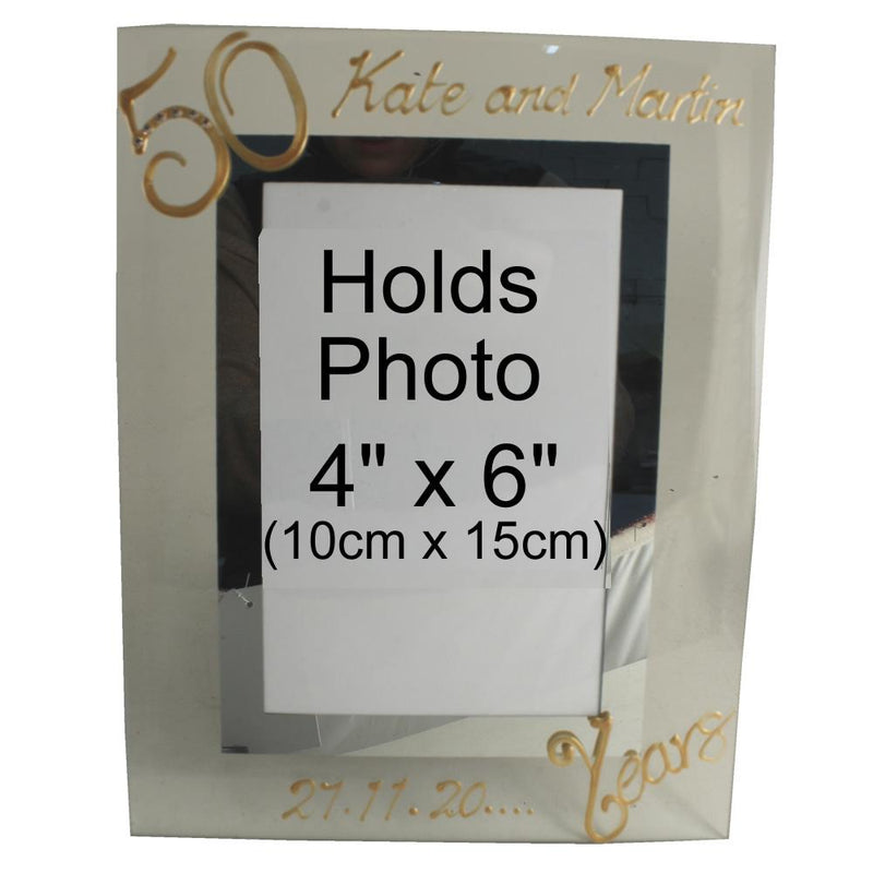 Personalised 50 Years Wedding Anniversary photo/picture frame Port (Crystalled)