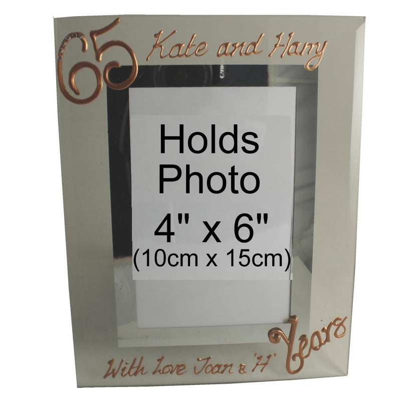 Personalised 65 Years Wedding Anniversary photo/picture frame Port (Crystalled)