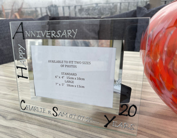 Personalised 20th Wedding Anniversary Photo: Frame Landscape (Blk/Sil)