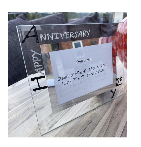 25th Wedding Anniversary Gift Photo: Frame Landscape (Blk/Sil)