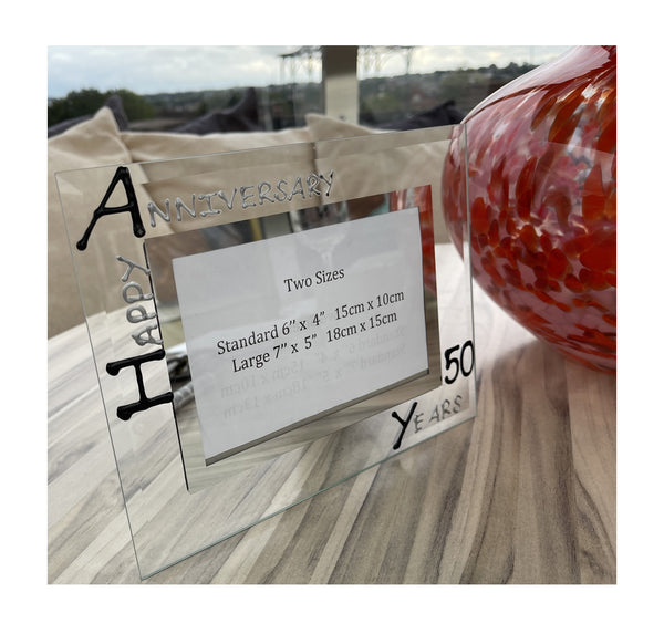 50th Wedding Anniversary Gift Photo: Frame Landscape (Blk/Sil)