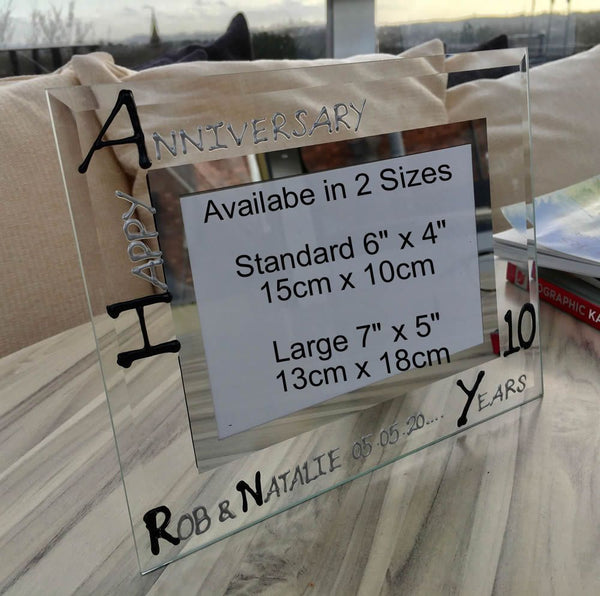 10th Wedding Anniversary Gift Photo: Frame Landscape (Blk/Sil)