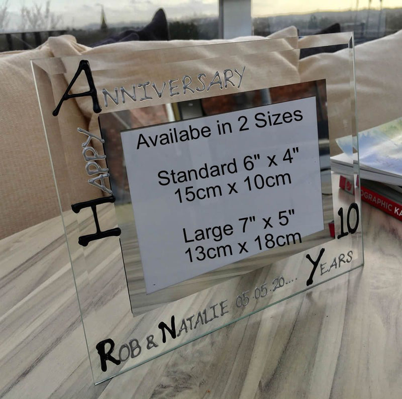 10th Wedding Anniversary Gift Photo: Frame Landscape (Blk/Sil)