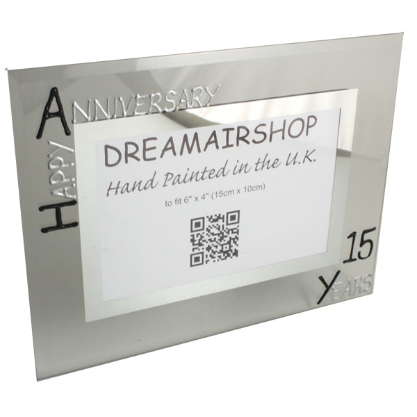 Personalised 15th Wedding Anniversary Photo: Frame Landscape (Blk/Sil)