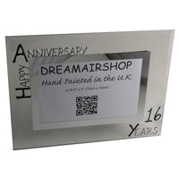16th Wedding Anniversary Gift Photo: Frame Landscape (Blk/Sil)