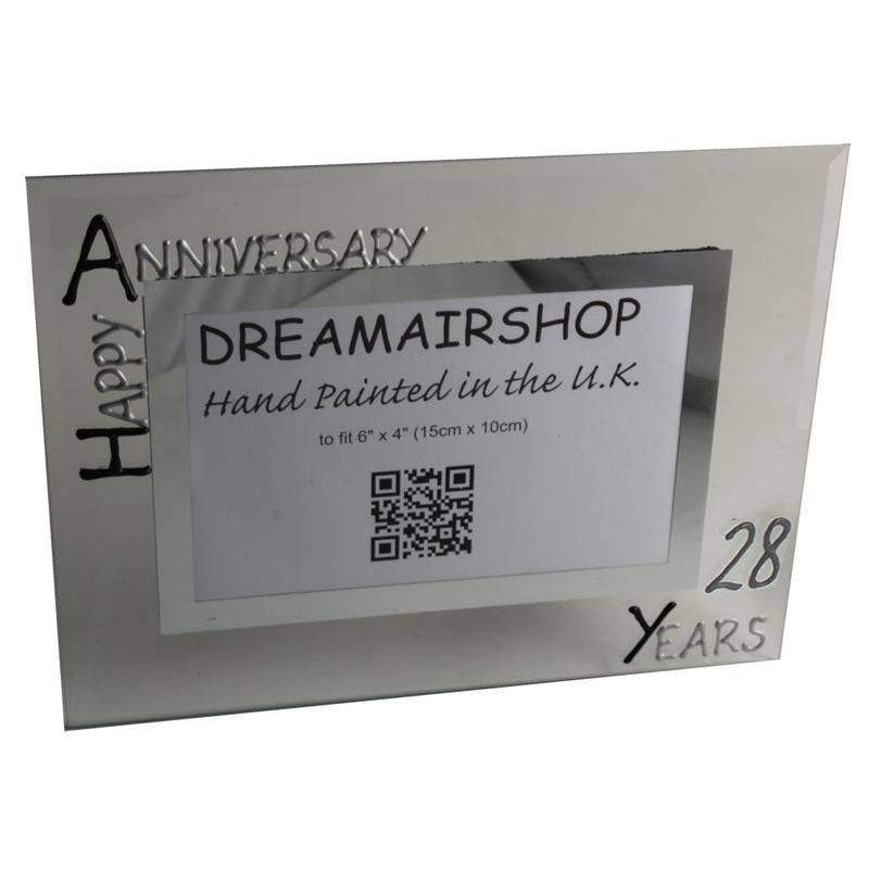28th Wedding Anniversary Gift Photo: Frame Landscape (Blk/Sil)