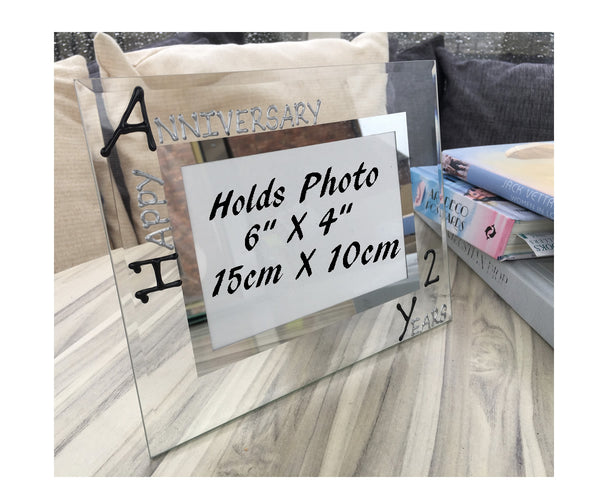 2nd Wedding Anniversary Gift Photo: Frame Landscape (Blk/Sil)