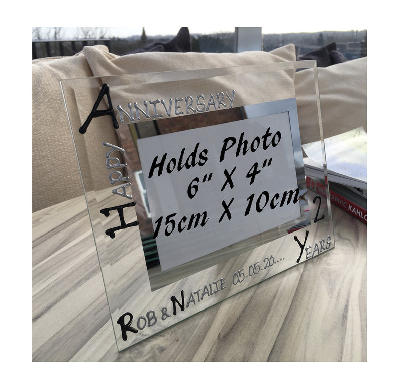 2nd Wedding Anniversary Gift Photo: Frame Landscape (Blk/Sil)