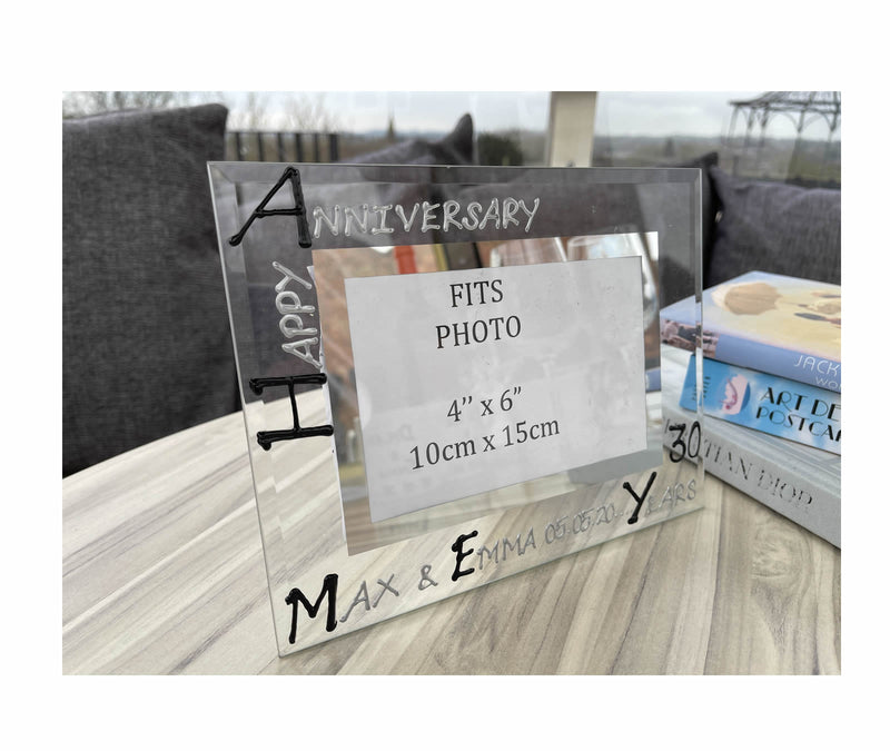 Personalised 30th Wedding Anniversary Photo: Frame Landscape (Blk/Sil)