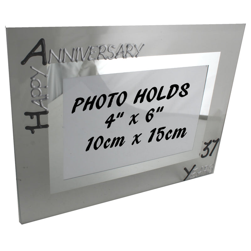 37th Wedding Anniversary Gift Photo: Frame Landscape (Blk/Sil)