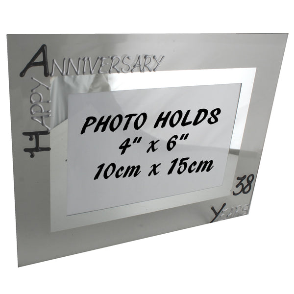 38th Wedding Anniversary Gift Photo: Frame Landscape (Blk/Sil)