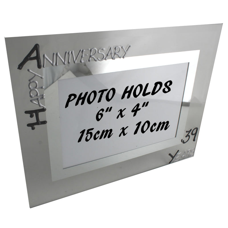 39th Wedding Anniversary Gift Photo: Frame Landscape (Blk/Sil)
