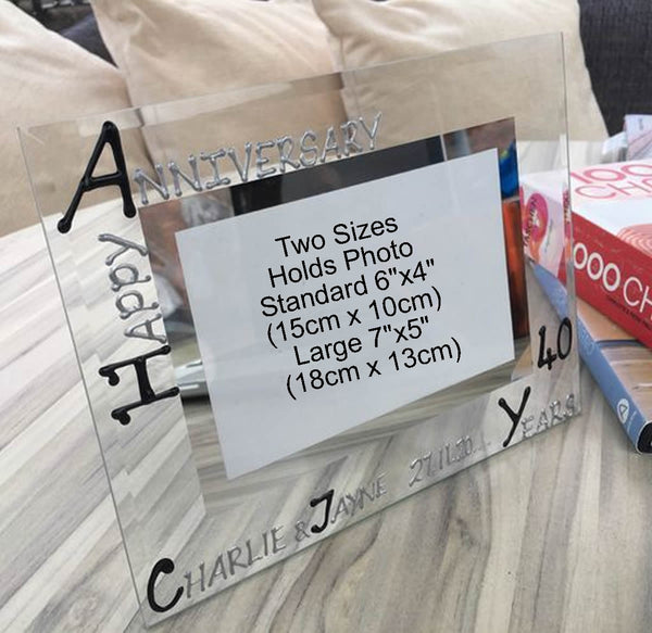 40th Wedding Anniversary Gift Photo: Frame Landscape (Blk/Sil)