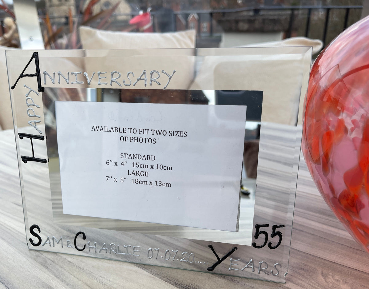 Personalised 55th Wedding Anniversary Landscape Photo Frame Black/Silver