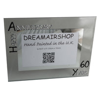 Personalised 60th Wedding Anniversary Gift: Photo Frame Landscape (Blk/Sil)