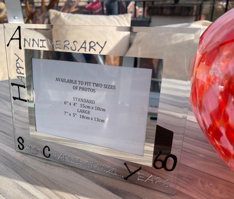 60th Wedding Anniversary Gift Photo: Frame Landscape (Blk/Sil)