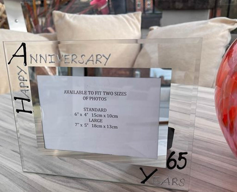 65th Wedding Anniversary Photo Frame: Landscape (Blk/Sil)