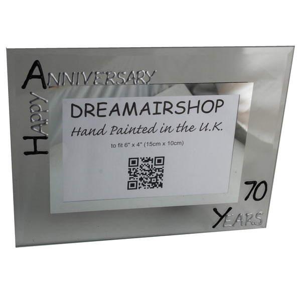 70th Wedding Anniversary Gift Photo: Frame Landscape (Blk/Sil)