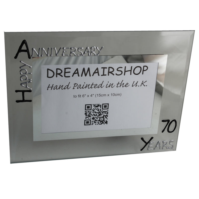 70th Wedding Anniversary Gift Photo: Frame Landscape (Blk/Sil)