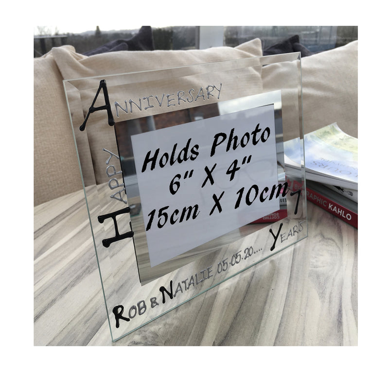 7th Wedding Anniversary Gift Photo: Frame Landscape (Blk/Sil)