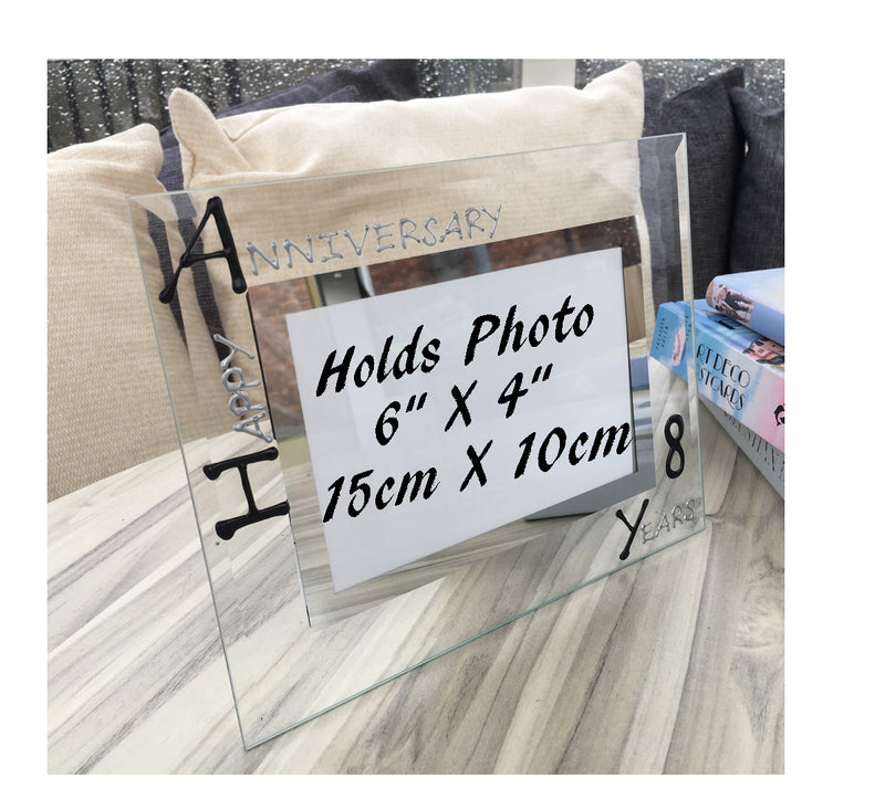8th Wedding Anniversary Gift Photo: Frame Landscape (Blk/Sil)