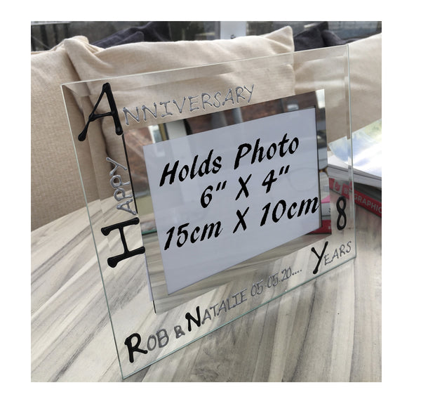 8th Wedding Anniversary Gift Photo: Frame Landscape (Blk/Sil)