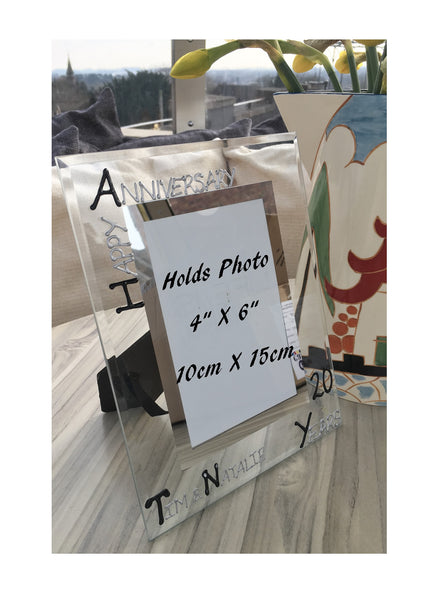 Personalised 20th Wedding Anniversary Photo: Frame Portrait (Blk/Sil)