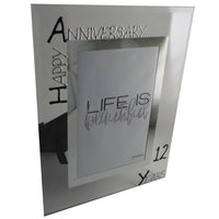 12th Wedding Anniversary Gift Photo: Frame Portrait (Blk/Sil)