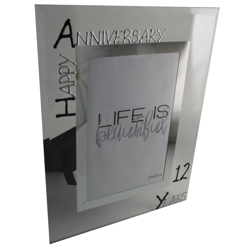 12th Wedding Anniversary Gift Photo: Frame Portrait (Blk/Sil)