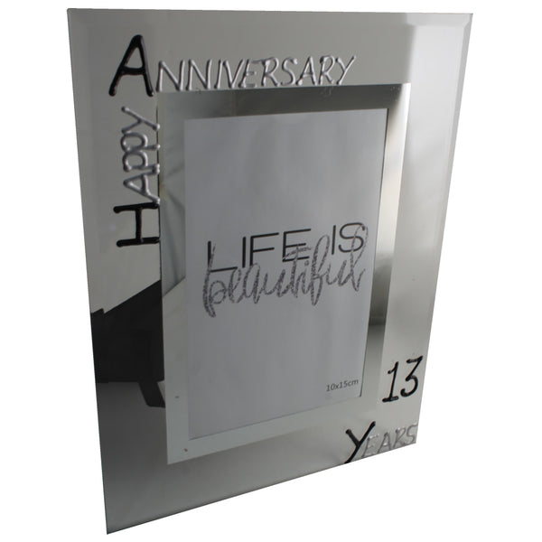 13th Wedding Anniversary Gift Photo: Frame Portrait (Blk/Sil)