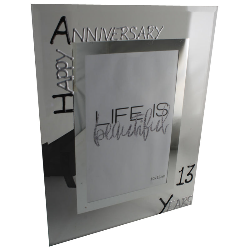 13th Wedding Anniversary Gift Photo: Frame Portrait (Blk/Sil)
