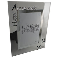 14th Wedding Anniversary Gift Photo: Frame Portrait (Blk/Sil)