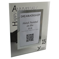 Personalised 15th Wedding Anniversary Gift: Photo Frame Portrait (Blk/Sil)