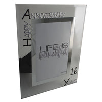16th Wedding Anniversary Gift Photo: Frame Portrait (Blk/Sil)