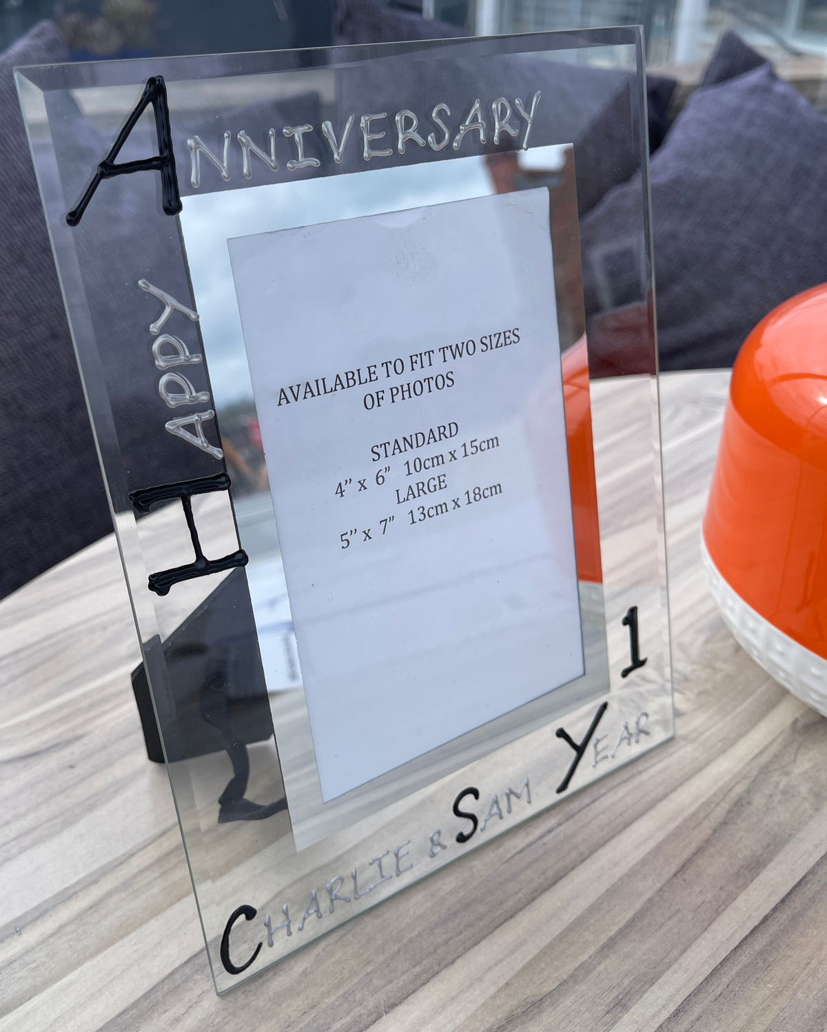 Personalised 1st Wedding Anniversary Port Photo Frame Black/Silver
