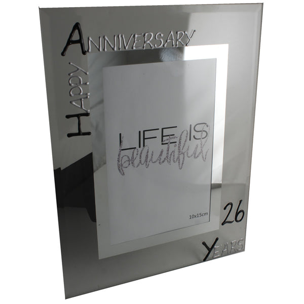 26th Wedding Anniversary Gift Photo: Frame Portrait (Blk/Sil)