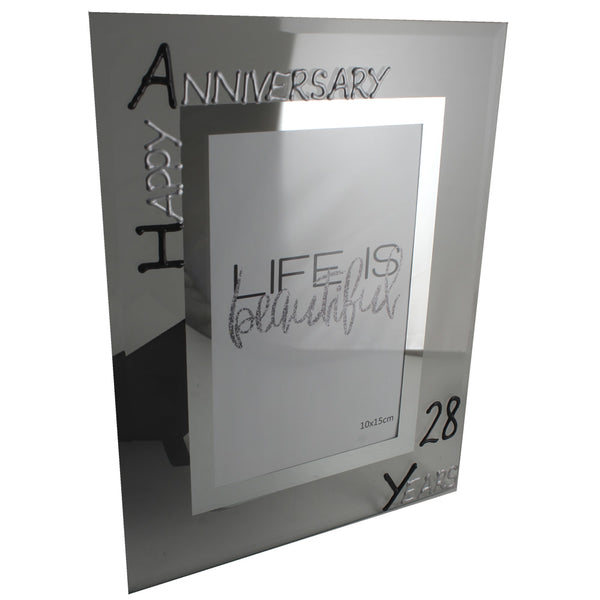 28th Wedding Anniversary Gift Photo: Frame Portrait (Blk/Sil)
