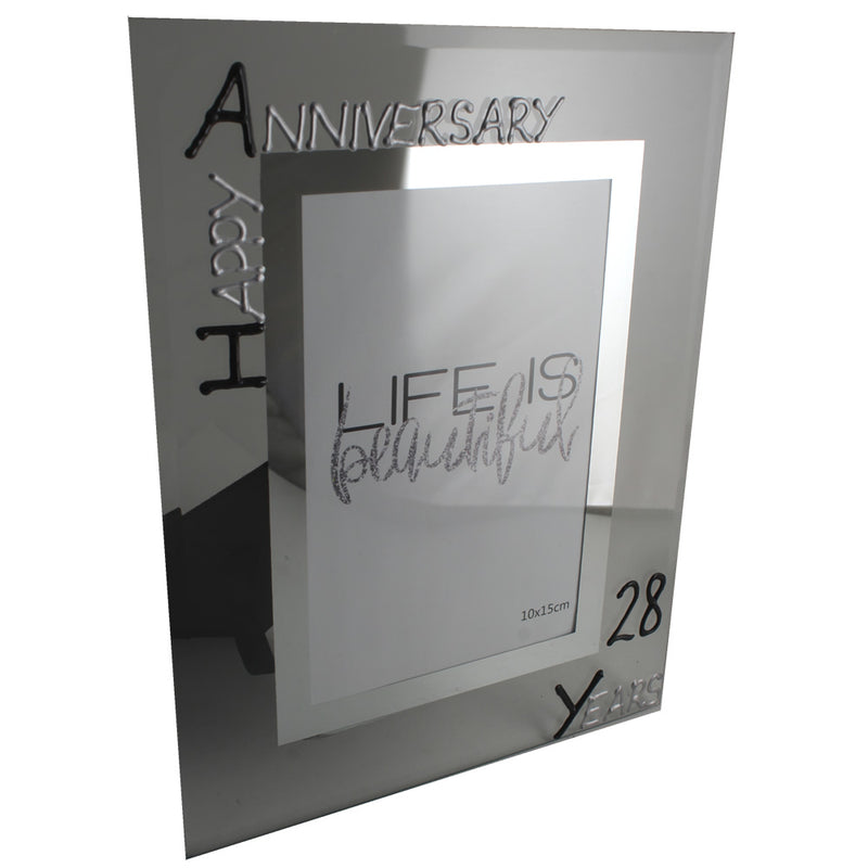 28th Wedding Anniversary Gift Photo: Frame Portrait (Blk/Sil)