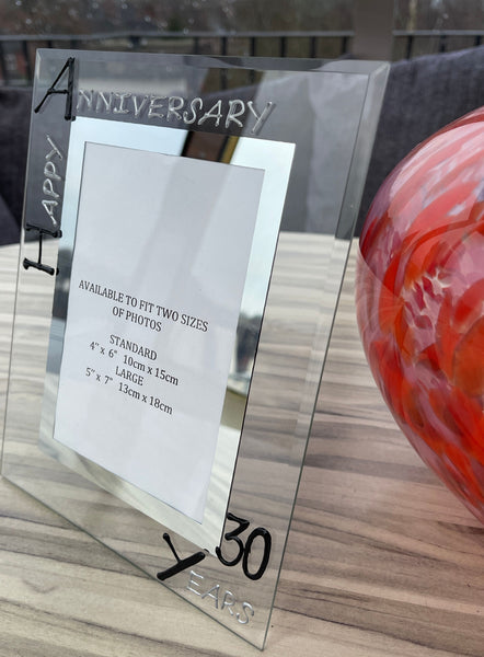 30th Wedding Anniversary Gift Photo Frame Portrait (Blk/Sil)